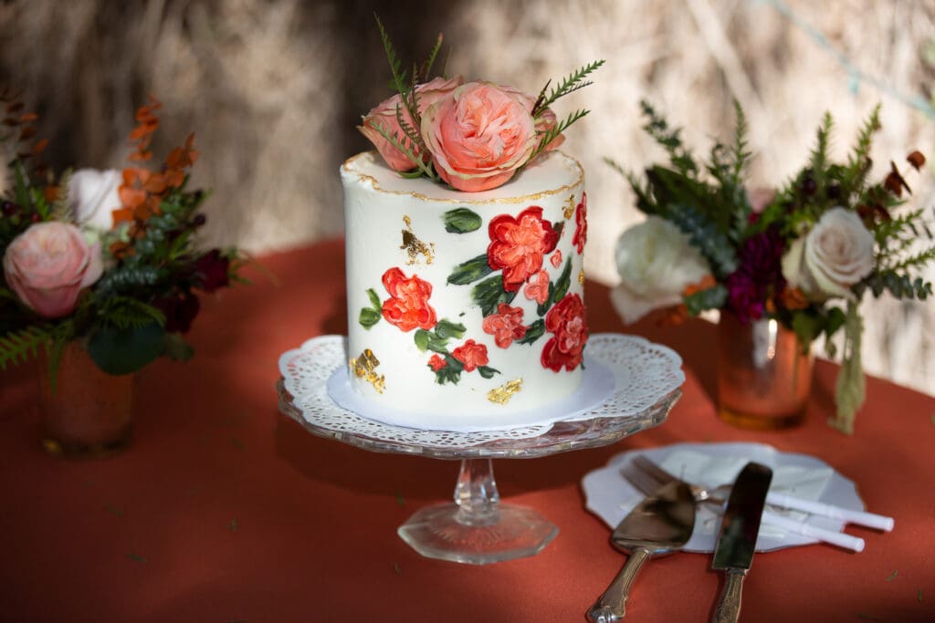 3d flower wedding cake