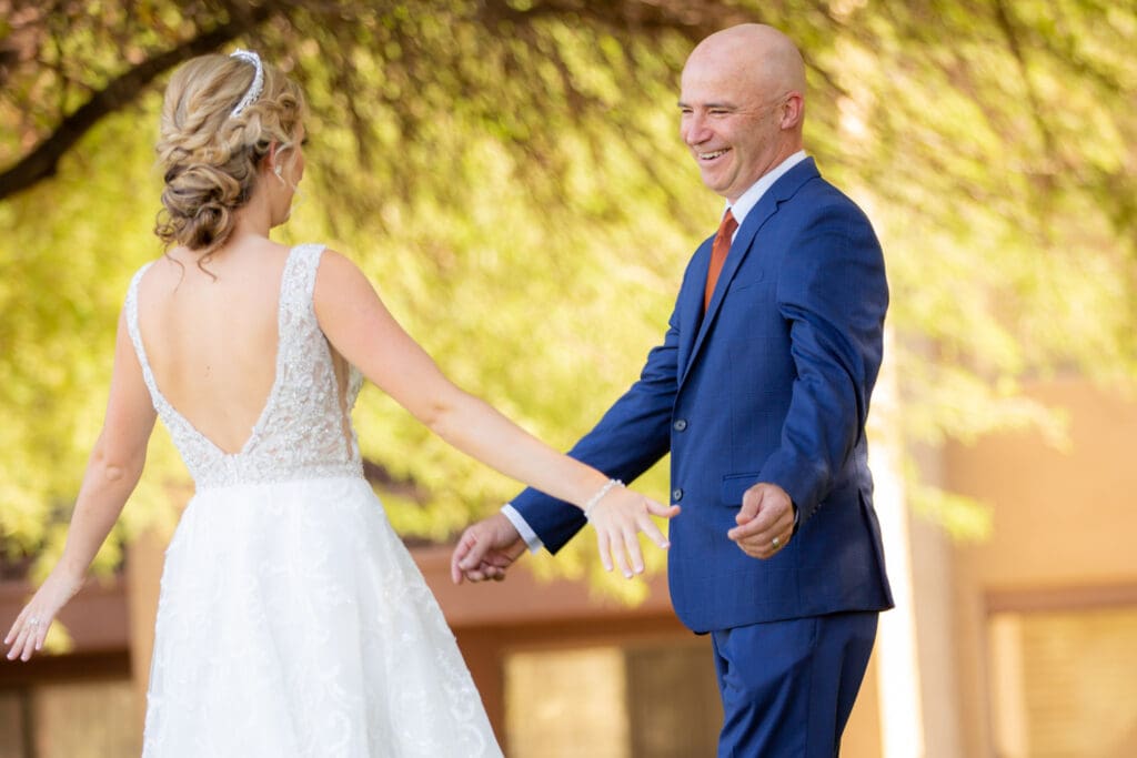 First look with dad and bride