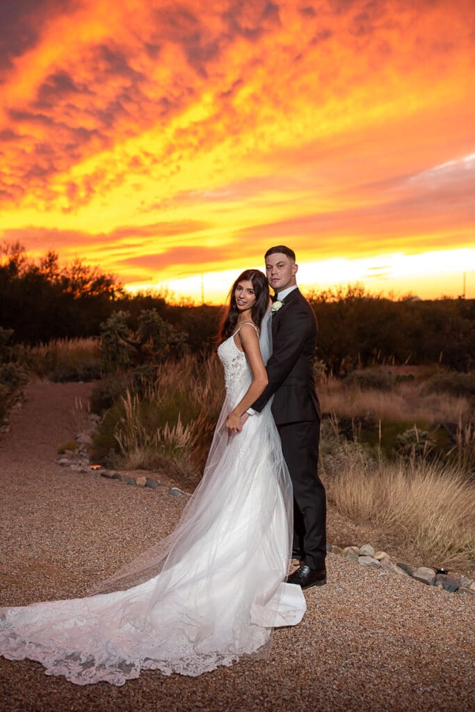 Buttes at Reflections Wedding Sunset Tucson, Arizona Steven Palm Photography